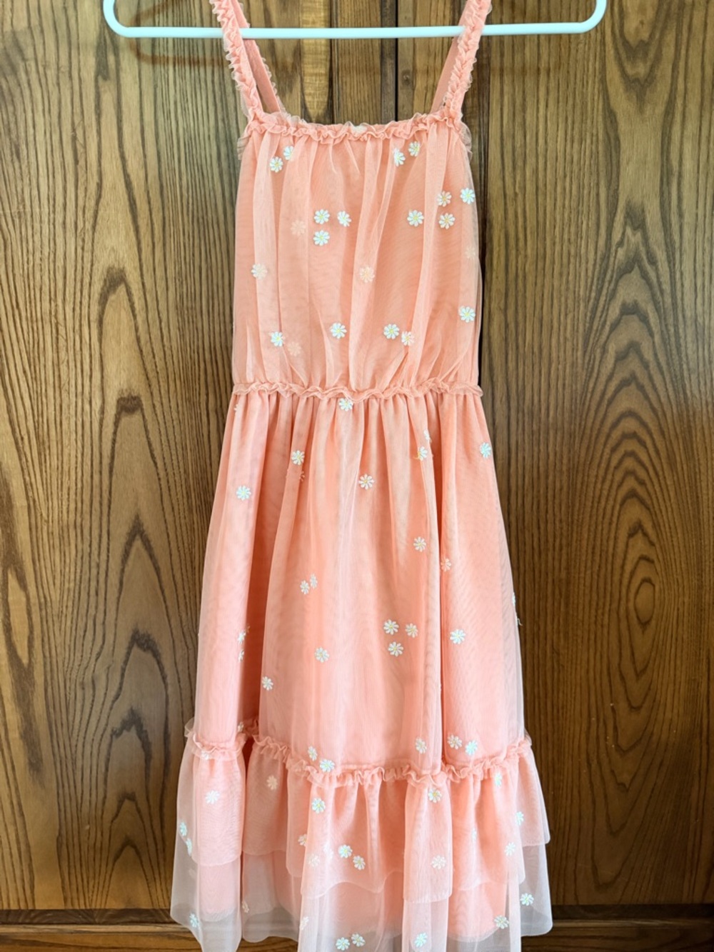 Cat & Jack Peach Pink Daisy Tiered Mesh Sundress